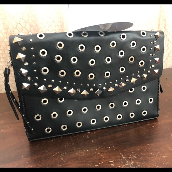 Black Studded Envelope Clutch - Picture 2 of 4